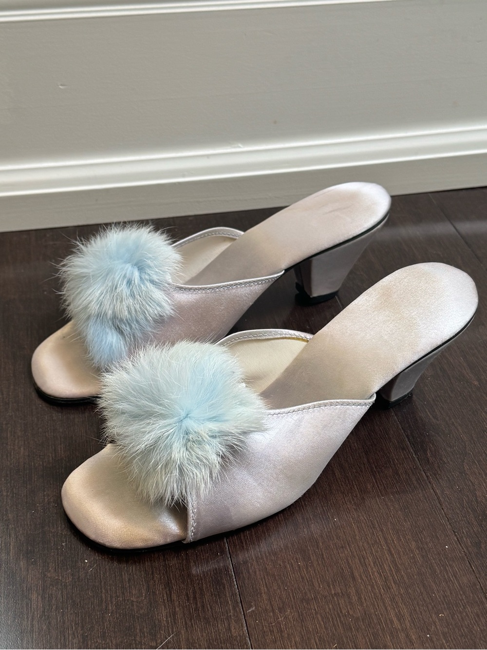 Y2K Rare Metallic Blue Silver Pom Pom Heels 🩵✨ - Picture 5 of 5